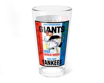 Mixing Glass, 16oz - 1962 Baseball World Series Giants-Yankees Retro Drinkware, Cocktail Glass, Barware, Gift for Sports Fans, Baseball