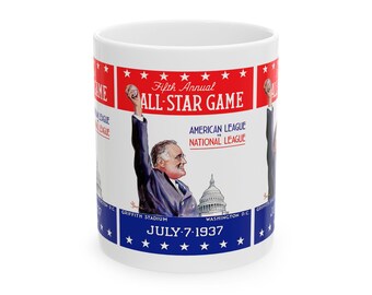 Vintage Baseball All-Star Game Program Ceramic Mug, Baseball Fan Gift, Sports Memorabilia Mug, Gift for Baseball Lover, Retro Baseball Mug