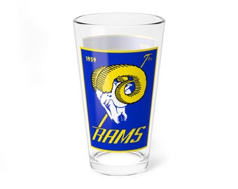 1959 Football Yearbook Mixing Glass, 16oz - Los Angeles Rams Memorabilia, Vintage Sports Barware, Sports Fan Gift, Father's Day Present