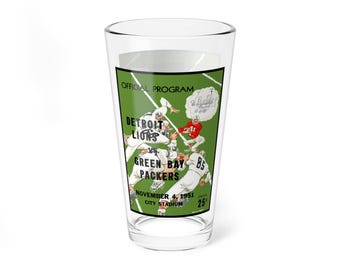 Glassware, Vintage 1951 Football Lions-Packers 16oz Mixing Glass Mug, Retro Sports Barware Gift, Beer Stein, Whiskey Tumbler, Bar Decor