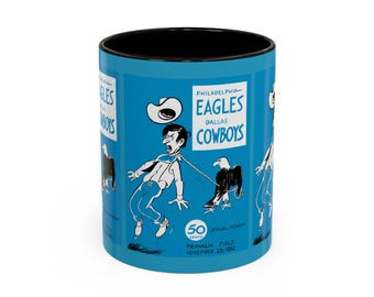 1962 Vintage Dallas Cowboys - Philadelphia Eagles Football Program Cover - Colorful Mugs, 11oz