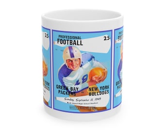Vintage 1949 Football Packers-Bulldogs Ceramic Mug, Sports Fan Gift, Retro Team Logo Drinkware, Football Memorabilia Coffee Cup, Father's