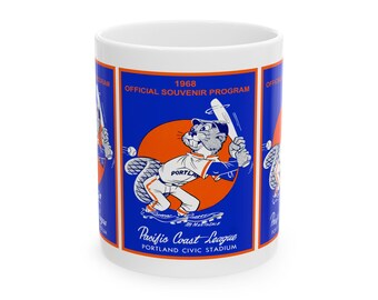 Vintage 1968 Baseball Portland Beavers Pacific Coast League Ceramic Mug, 11oz, 15oz - Gift for Sports Fans, Baseball Enthusiasts, Coffee