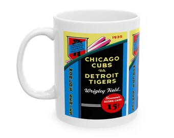 1935 Vintage Detroit Tigers - Chicago Cubs World Series Baseball Program Cover - Ceramic Mug, 11oz