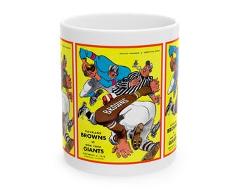 Vintage 1958 Football Cleveland Browns-New York Giants Ceramic Mug, Sports Fan Gift, Coffee Cup,  Football Memorabilia, Football
