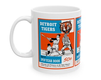 Vintage 1959 Detroit Tigers Baseball Ceramic Mug, 11oz 15oz - Sports Fan Gift, Baseball Memorabilia, Coffee Cup, Tea Mug, Collector's Item