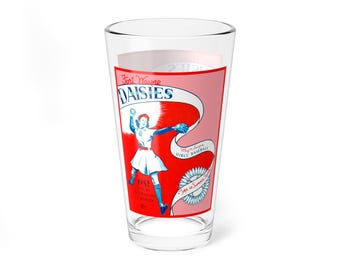 Mixing Glass, 16oz - Vintage 1952 Baseball Fort Wayne Daises Design, Retro Baseball Fan Gift, Sports Barware Decor, Baseball-Themed