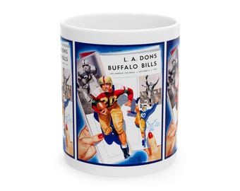 1949 Vintage Los Angeles Dons- Buffalo Bills Football Program Cover - Ceramic Mug, 11oz