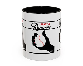 1954 Seattle Rainiers Baseball Scorebook Cover - Colorful Mug, 11oz