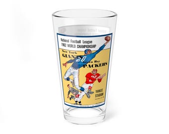 Mixing Glass, 16oz - Retro 1962 Football Green Bay Packers-New York Giants Fan Gift, Sports Barware, Game Day Drinkware, Vintage Football