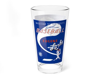 Mixing Glass, 16oz - Vintage 1950 Eugene Larks Baseball Far West League, Barware Gift, Sports Fan Glassware, Retro Baseball Collectible,