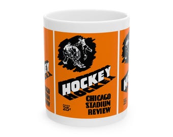 Vintage Chicago Blackhawks Hockey Program Ceramic Mug, 11oz, 15oz - Sports Fan Gift, Hockey Memorabilia, Hockey Collector Item, Hockey Lover