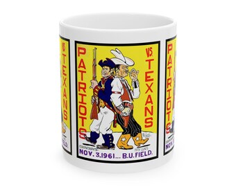 1961 Vintage Dallas Texans - Boston Patriots Football Program Cover - Ceramic Mug, 11oz
