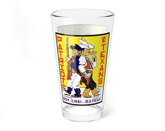 Mixing Glass, 16oz - 1961 Football Boston Patriots-Dallas Texans, Personalized sports fan gift, Custom football team glassware, Vintage