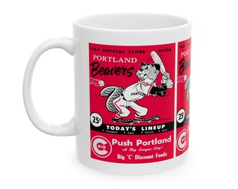 1963 Portland Beavers Baseball Scorebook Cover - Ceramic Mug, 11oz, 15oz