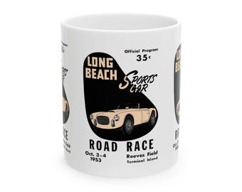 1953 Long Beach Sports Car Road Race Program Cover  - Ceramic Mug, 11oz