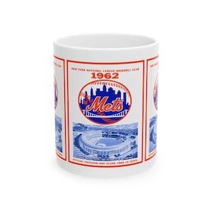 Vintage 1962 Baseball New York Mets Ceramic Mug, Pamiątki ze Stadionu Shea, Fani Baseballa, Kolekcjonerski Puchar Baseballowy, Sportowy Kubek Do Kawy