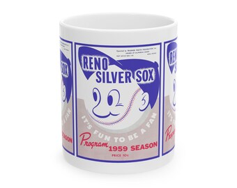 Retro Baseball Mug, Vintage Sports Cup, Sports Fan Gift, Baseball Lover Mug, Baseball Team Memorabilia, 1959 Reno Silver Sox Cup
