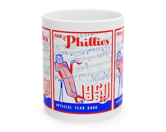 Vintage 1950 Philadelphia Phillies Baseball Ceramic Mug, Sports Fan Gift, Coffee Cup, Baseball Team Memorabilia, Baseball Collector's Item,