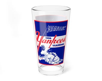 Mixing Glass, 16oz - 1956 Baseball New York Yankees, Sporty Drinking Cup, Bartender Gift, Baseball Fan Glassware, Vintage Sports Decor,