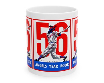 Vintage 1956 Baseball Los Angeles Angels Ceramic Mug, Gift for Baseball Fans, Sports Memorabilia, Collectible Cup, Beverage Holder