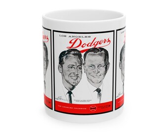 Baseball Dodgers Ceramic Mug, Vintage Sports Memorabilia Drinkware, Vin and Jerry Fan Gift, Collectible Tea Cup, 11oz 15oz, 60s Baseball Mug