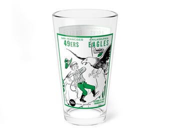 Mixing Glass, Vintage 1958 Football Philadelphia Eagles San Francisco 49ers, Football Pint Glass, Sports Barware, Football Gift