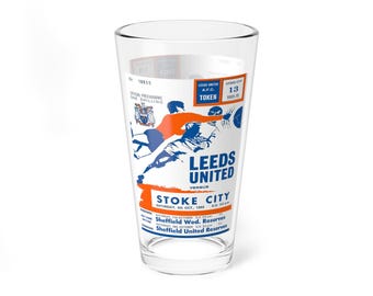 Mixing Glass, 16oz - 1969 Retro English Football Stoke City Leeds United Fan Gift, Soccer Barware, Sports Memorabilia, Beer Glass, Gift for
