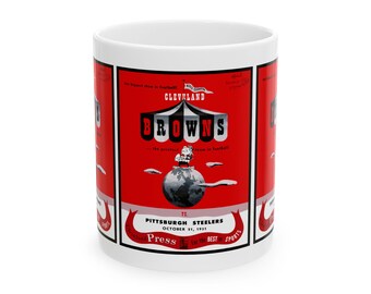 Vintage 1951 Football Browns-Steelers Program Ceramic Mug, Retro Sports Fan Gift, Football Memorabilia Cup, Football Collectible Merchandise