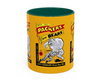 1955 Vintage Chicago - Green Bay Football Program Cover - Colorful Mug, 11oz