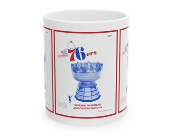 1967-1968 Vintage Philadelphia 76ers Basketball Program Cover - Ceramic Mug, 11oz