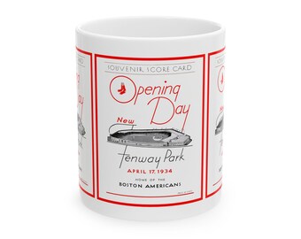Ceramic Mug, 1934 Baseball Boston Red Sox - Boston Americans Opening Day, 11oz, 15oz. Sports Fan Mug, Baseball Enthusiast Gift, Red Sox