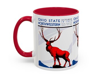 Vintage 1939 Ohio State - Northwestern Football Program Cover Colorful Mug, 11oz, Collectible Sports Memorabilia, Gift for Football Fans,