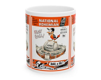 Vintage 1954 Baseball Baltimore Orioles Ceramic Mug, Sports Fan Gift, Coffee Cup, Tea Mug, Baseball Lover Gift, Orioles Memorabilia