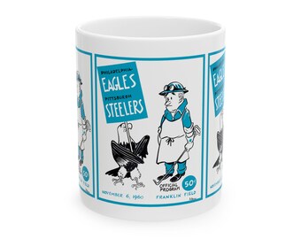Retro Ceramic Mug, Vintage 1960 Football Eagles-Steelers Fan Cup, Sports Memorabilia Gift, Collectible Coffee Mug, 11oz 15oz