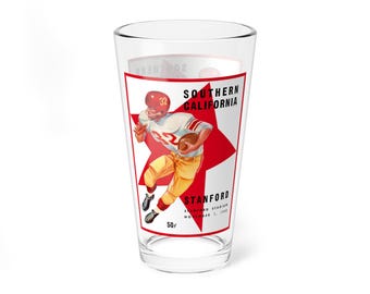 Mixing Glass, 16oz - 1958 Football Southern California Stanford, Sports Barware, Game Day Gift, College Football Fan Decor, Vintage Football