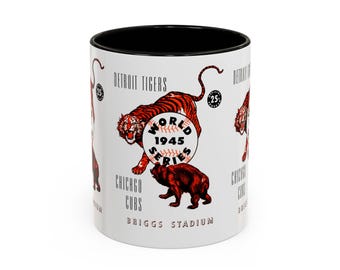 1945 Vintage Detroit Tigers - Chicago Cubs World Series Program - Colorful Mugs, 11oz