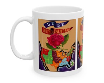 1939 Vintage Rose Bowl - Duke Blue Devils - Southern California Trojans Football Program Cover - Ceramic Mug, 11oz