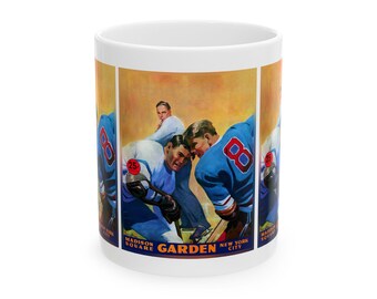 Vintage New York Rangers Hockey Ceramic Mug, Retro Sports Fan Cup, Gift for Hockey Lover, Hockey Memorabilia Drinkware, Sports Fan Gift,