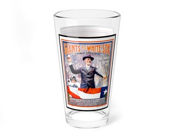 Mixing Glass, 16oz - 1917 Baseball World Series New York-Chicago, Vintage Barware Decor, Baseball Fan Gift, Sports Memorabilia, Father's Day