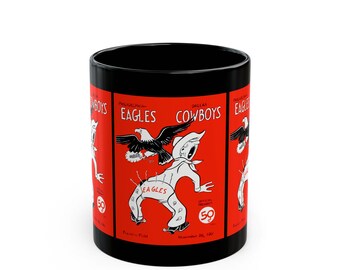 1961 Vintage Dallas Cowboys - Philadelphia Eagles Football Program Cover - Black Mug 11 oz