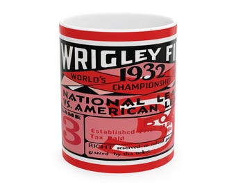 Vintage Chicago Cubs New York Yankees Baseball World Series Ticket Ceramic Mug, 1932 Sports Fan Gift, 11oz, 15oz, Baseball Memorabilia