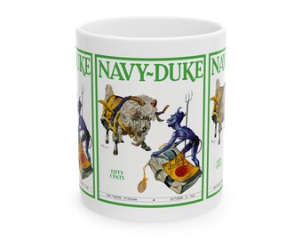 Vintage 1944 Football Duke-Navy Ceramic Mug, Sports Fan Gift, Retro College Football Cup, Unique Father's Day Present, Coffee Mug for Him,