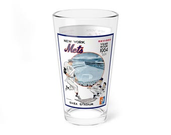 Glassware, 1964 Baseball New York Mets Mixing Glass 16oz, Baseball Fan Gift, Sports Memorabilia, Vintage MLB Decor, Barware, Gift for Mets