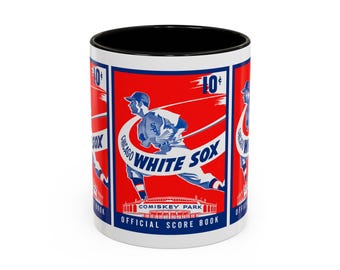 1950 Vintage Chicago White Sox Baseball Scorebook Cover - Colorful Mugs, 11oz