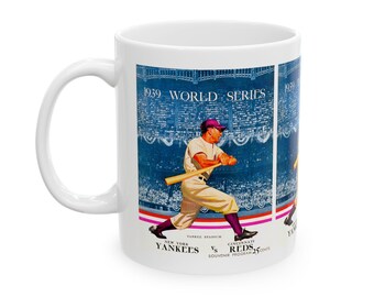 1939 Baseball World Series Ceramic Mug, New York Yankees vs Cincinnati Reds, Sports Fan Gift, 11oz 15oz Cup, Vintage Baseball Design