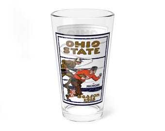 Mixing Glass, 16oz - Vintage 1918 Football Ohio State-Michigan, Perfect for Game Day Drinks, Football Fans Gift, Sports Barware, Tailgating