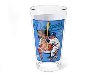 Mixing Glass, 16oz - 1969 Baseball Dodgers Fan Gift, Vintage Baseball Team Retro Barware, LA Baseball Enthusiast Glass, Gift for Sports