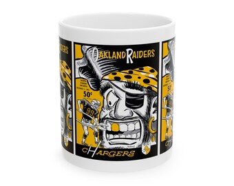 Ceramic Mug, 1962 Football Oakland Raiders-San Diego Chargers Coffee Cup, Sports Fan Gift, Team Logo, Game Day Mug, Football