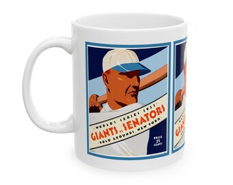 1933 Vintage New York Giants - Washington Senators World Series Program Cover - Ceramic Mug, 11oz